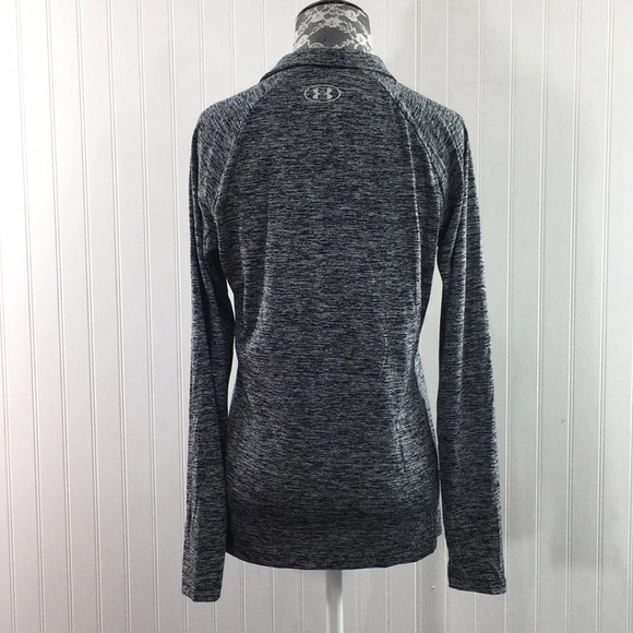 Under Armour Gray Black Space Dye Quarter Zip Pullover Top Women's Medium Loose - Picture 4 of 12